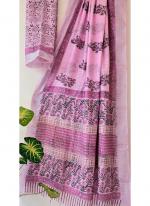 Cotton  Pink Daily Wear Printed Saree